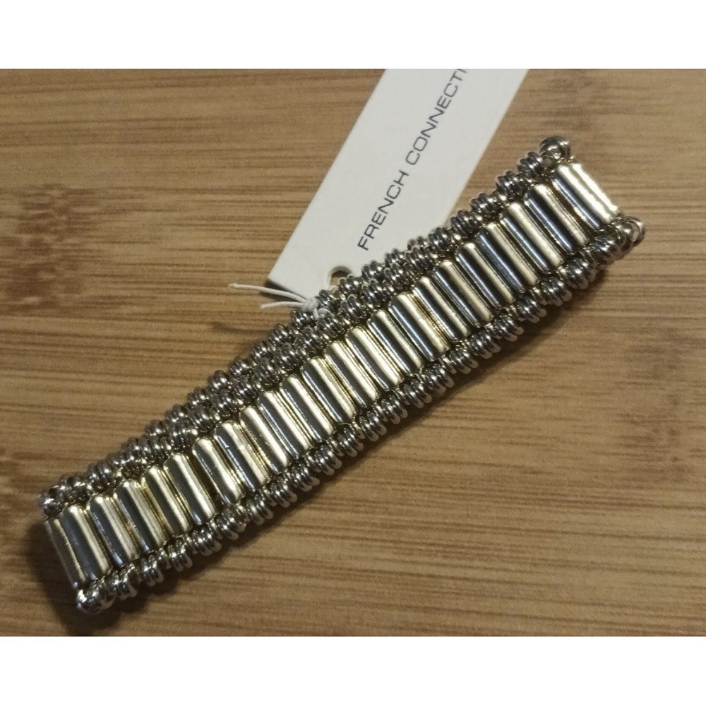 NEW French Connection Gold & Silver Two Tone‎ Stretch Bracelet